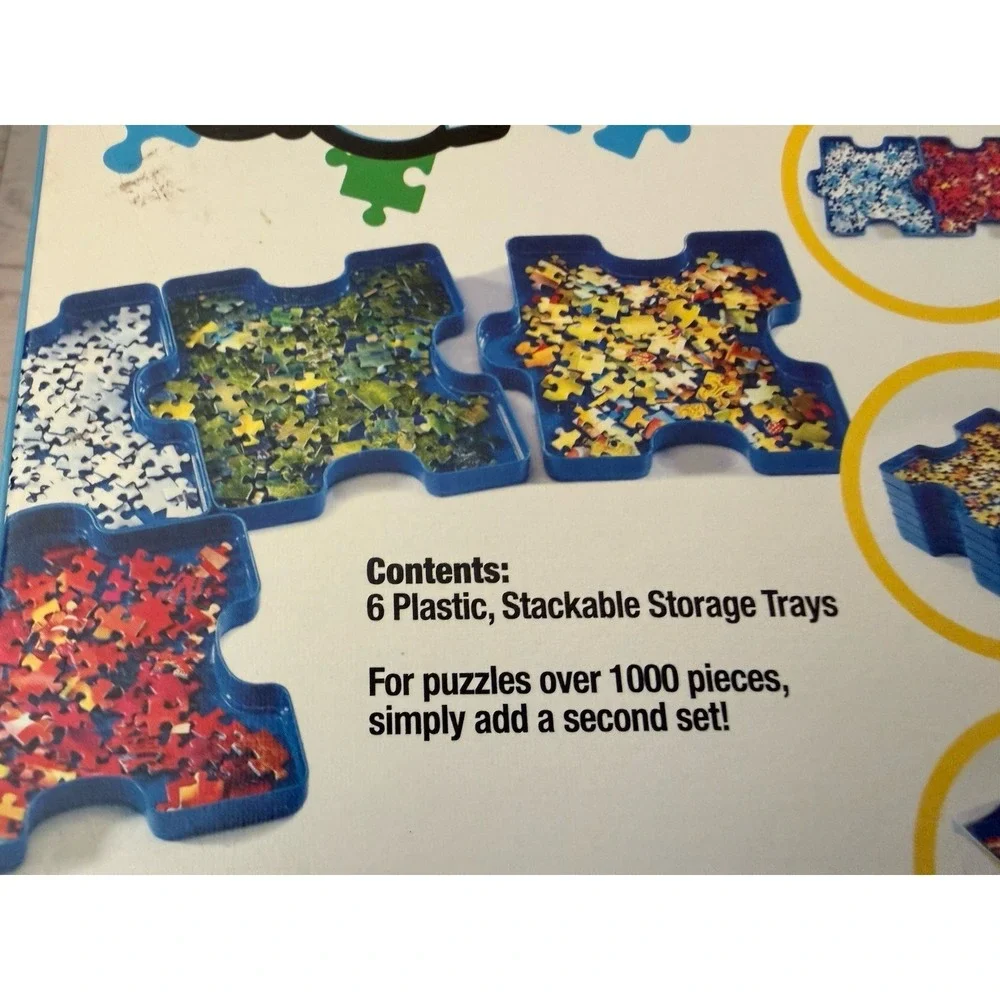 PUZZLE SORT‎ & GO! NIB 6 Stackable Sorting Trays for 1000 Piece Jigsaw Puzzles